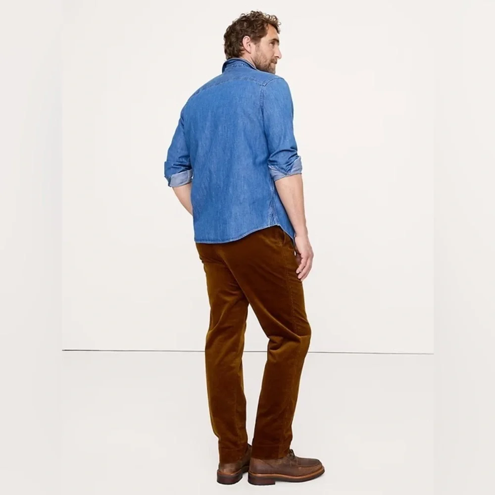 NWT! Banana Republic Rust Brown Straight Stretch-Corduroy Pull-On Pant - Medium🩷